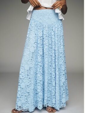 Maeve Powder Blue Lace Maxi Skirt